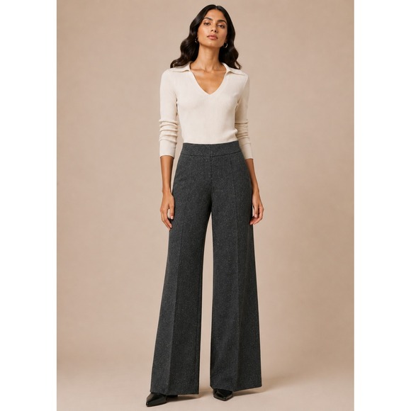 White House Black Market Pants - White House Black Market Knit Dress Pants 2 Gray Wide Leg Office Work Business